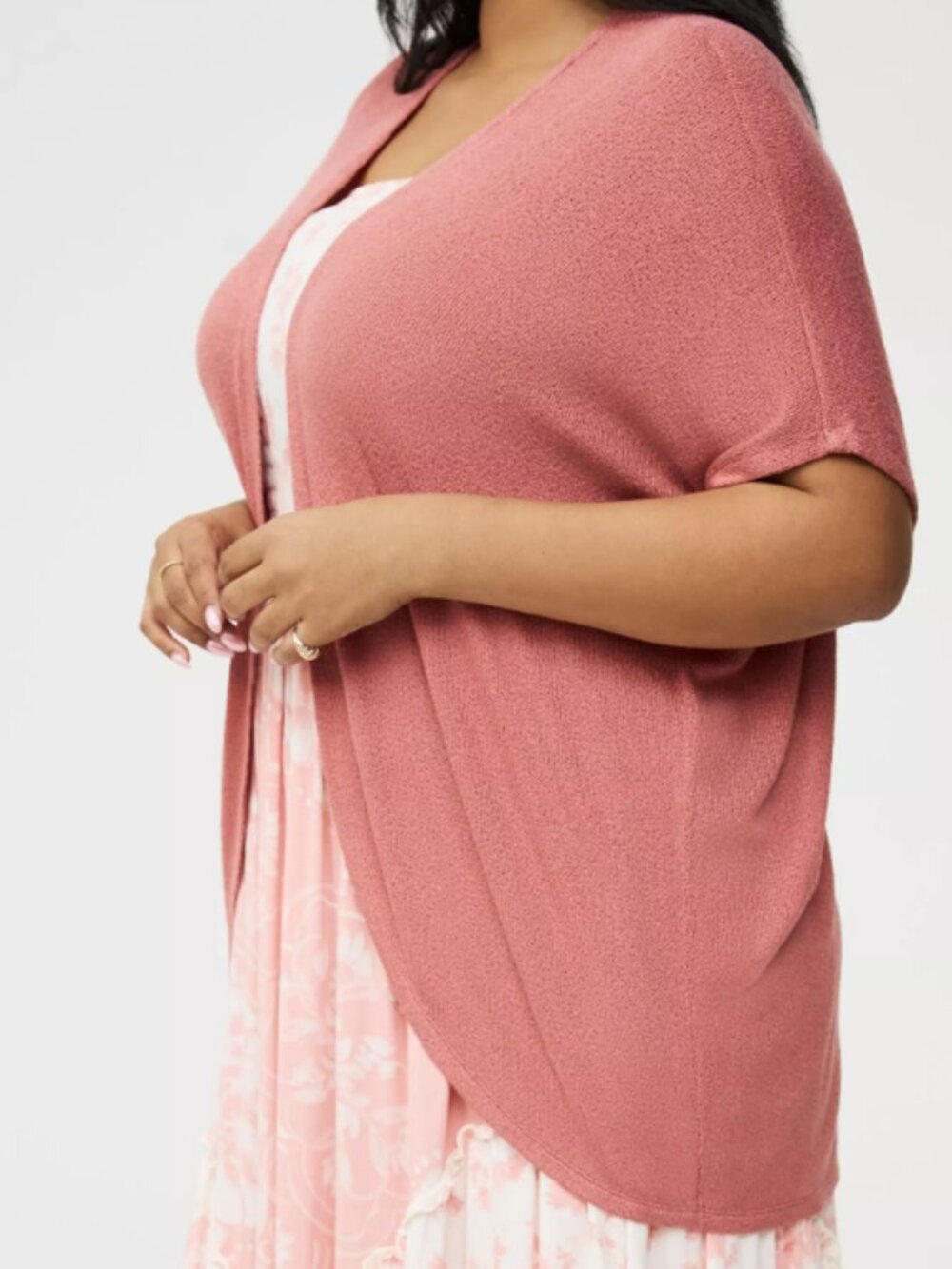 Torrid Open Front Cocoon Cardigan - Light Mahogany (Coral) NWT Sz 0/12